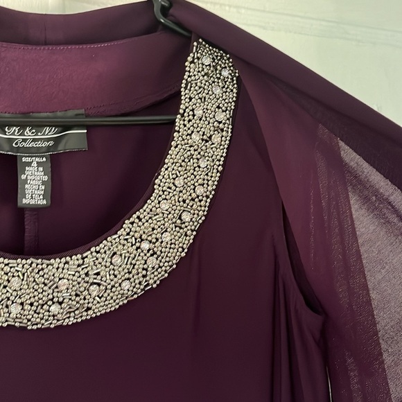 R & M Richards NWT 2PC Plum Party Sheath Dress with Sheer Jacket, Size 4 - Picture 5 of 17